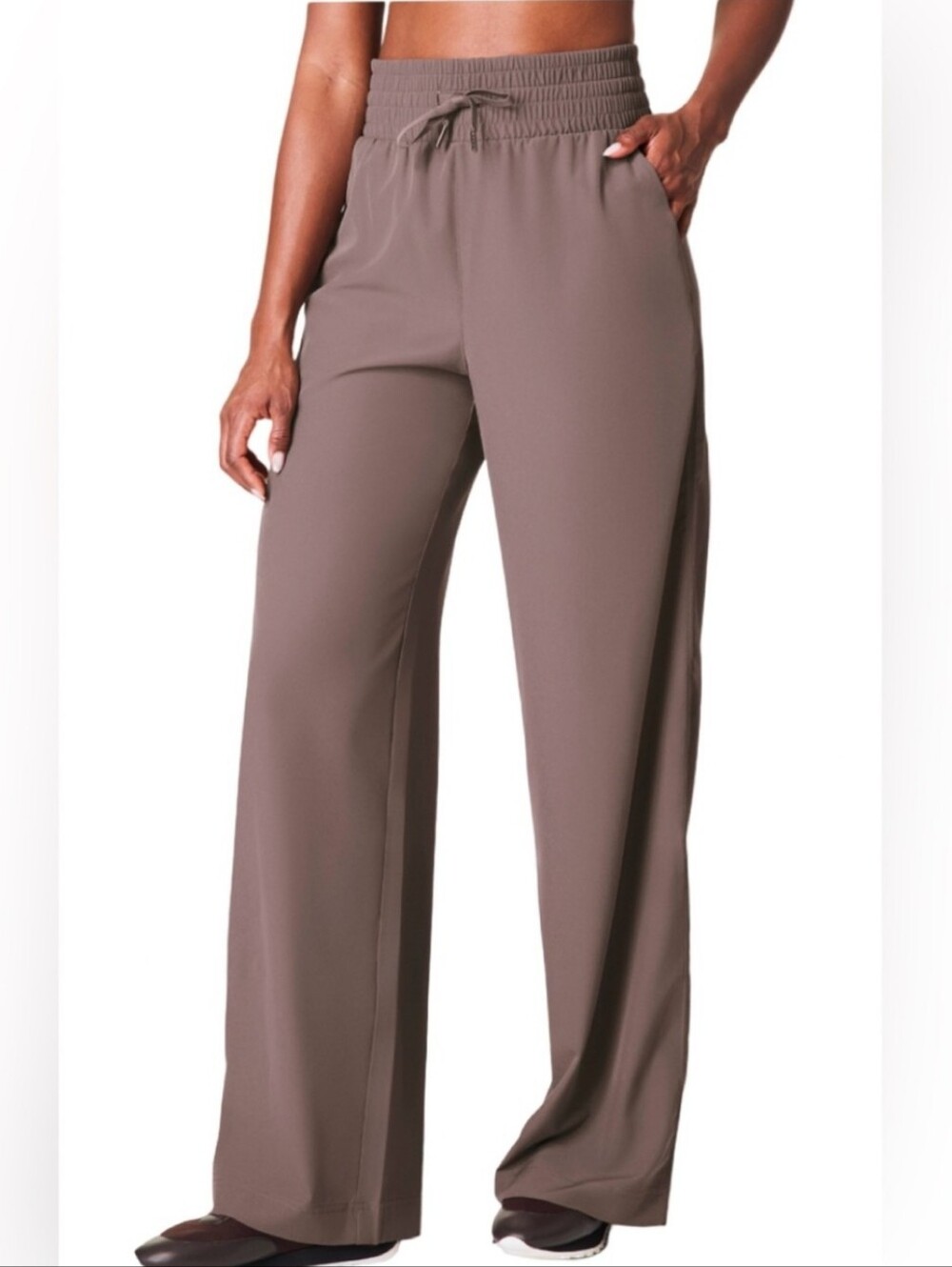 SPANX Wide-Leg Drawstring Pants in Taupe